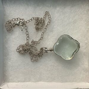 Pottery Barn Silver clover shaped glass locket